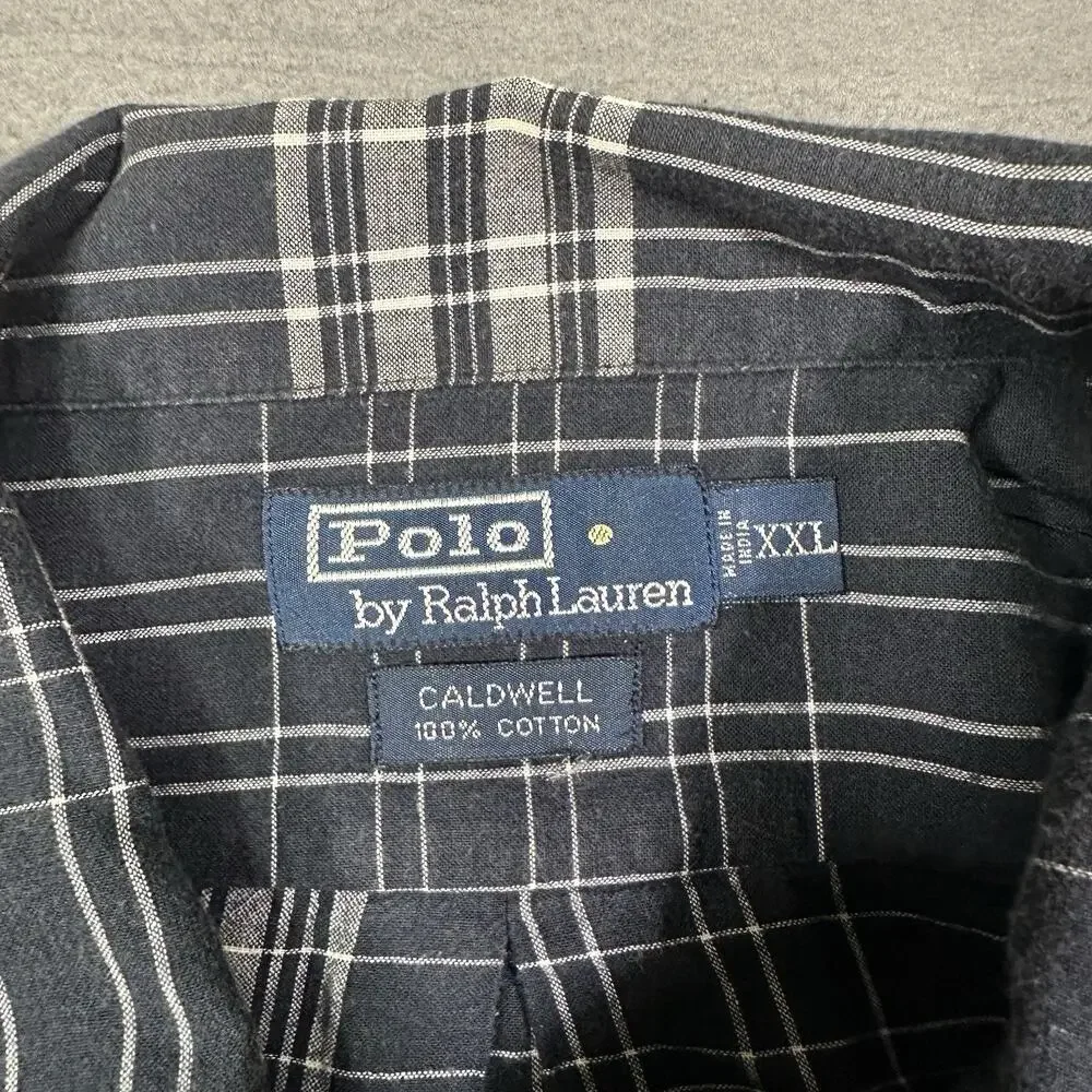 Polo Ralph Lauren Caldwell Shirt Men's XXL Blue Madras Plaid Collar Cotton